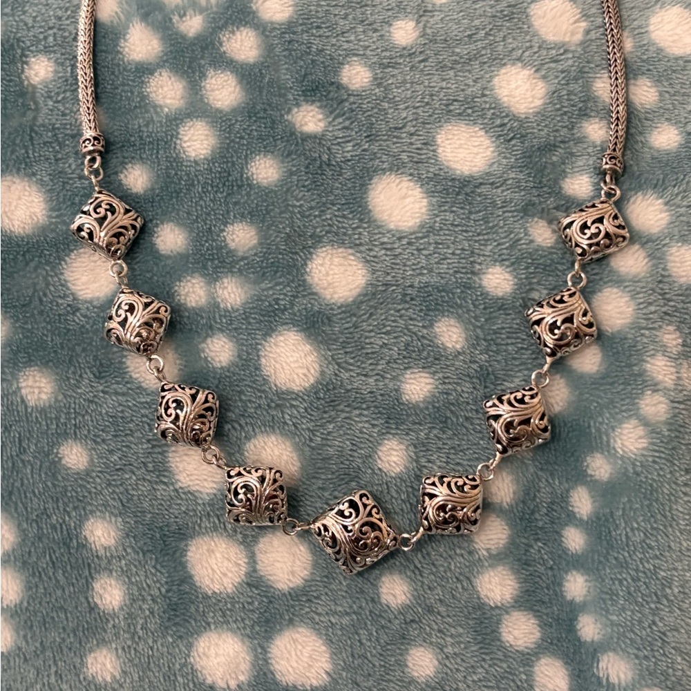 Handmade 925 Sterling Silver Balinese Filigree Necklace  46.2grams